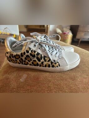 Zadig & Voltaire White Sneakers with Gold Leopard Panels